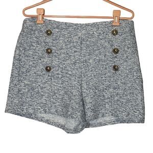 Zara Sailor Button Textured Shorts Blue White XL